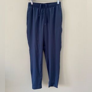 New Balance Navy Blue Taper Fit Drawstring Waist Activewear Back Split Hem Pants